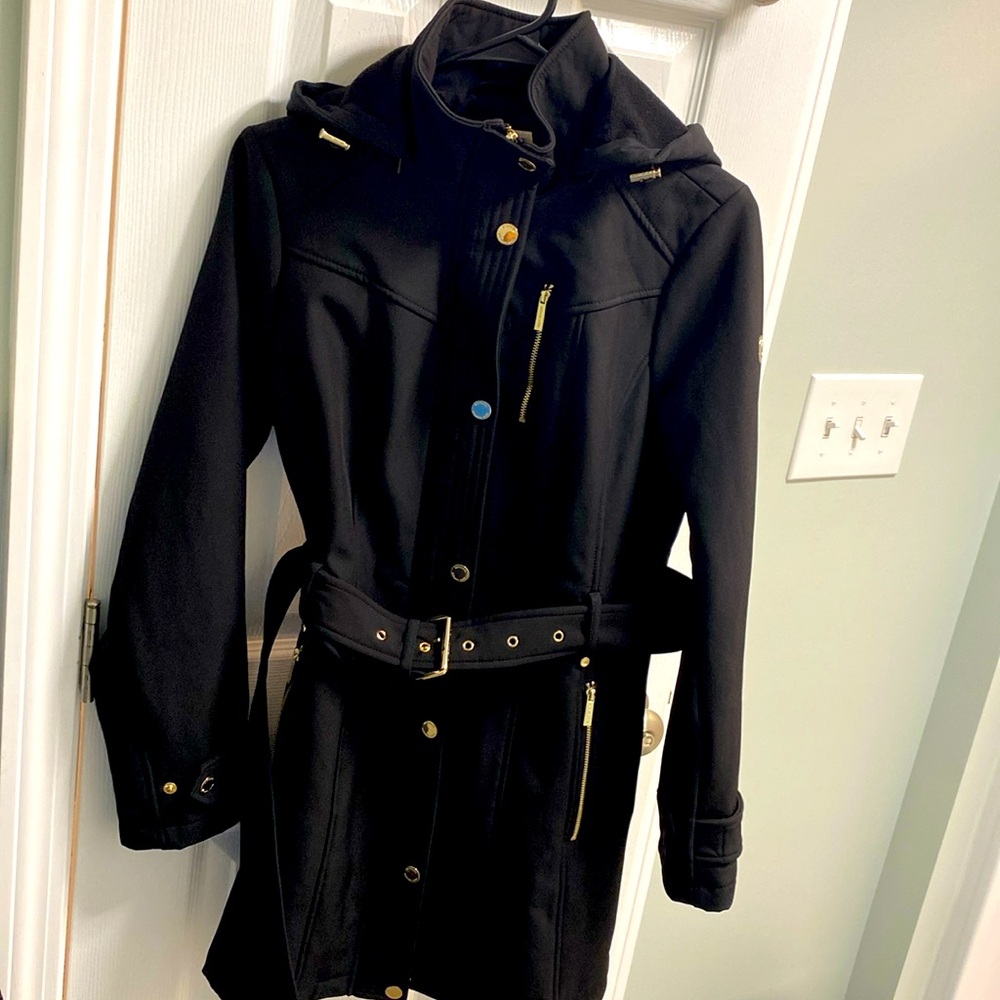 Michael Kors Oversized Coat Womens Black Gold XS Winter Fall